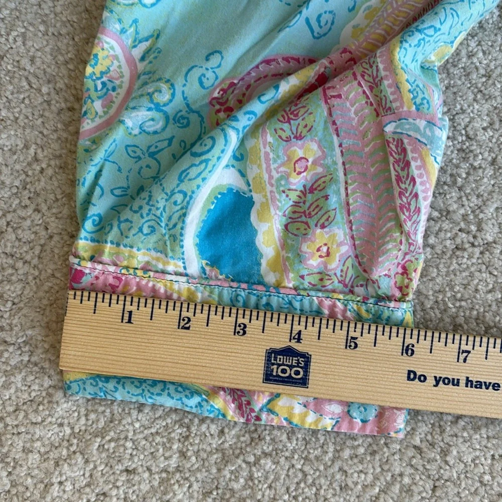 Vintage‎ Ralph Lauren Blue Pink Floral Monogram 3/4 Sleeve Pajama Top Women’s XL